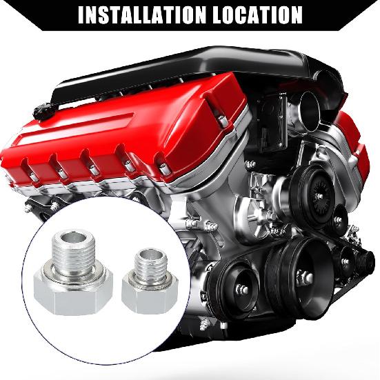 Oil Pressure Coolant Adapter Fitting Sensor Adapter for LS Series Engine/Front/Oil Pressure Sensor Adapter/Durable / 1 Set/Silver Tone