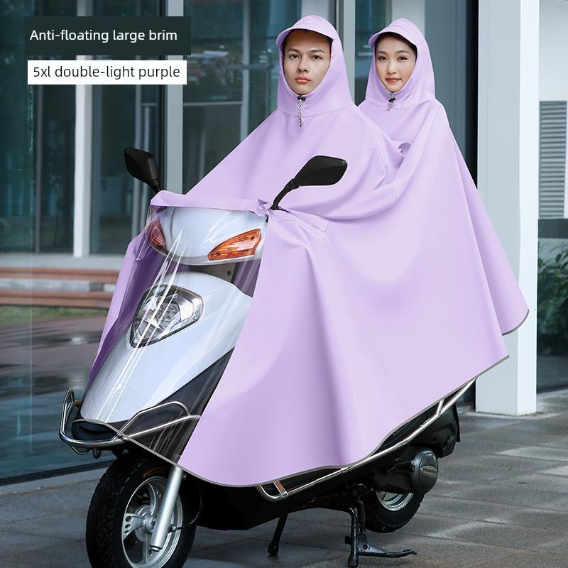 Raincoat for Electric Vehicles, Enlarged and Thickened, for Single or Double Riders, Unisex, Long Version, Full-Body Storm-Proof Poncho