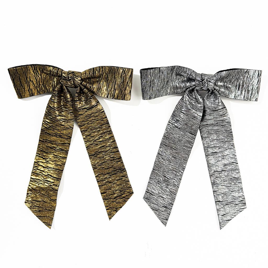 Pleated Gold And Silver Bow Hairpin Women'S Back Head Spring Clip Fashion Hair Accessories