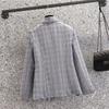 Single Button Blazer Frauen Jacke Slim Fit Büro Dame Blazer Mantel Chic Plaid Oberbekleidung Weibliche Taschen Jacken Modische Tops