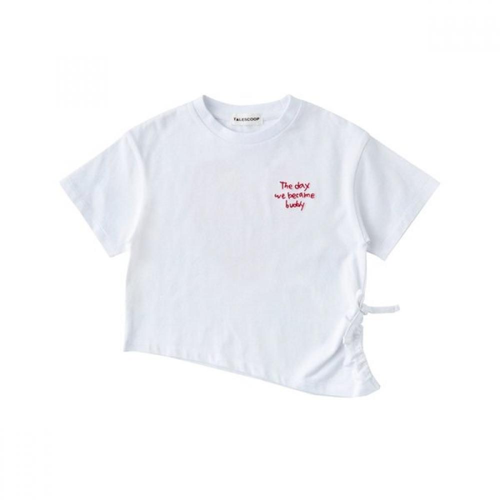 

LiTTle Ground HearT Shirring Unbalanced T shirT 76124 332 01 WHITE/155