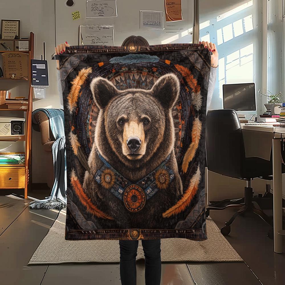 Native Americans and Animals  Print Flannel Blanket, High Quality Comfortable for All Seasons, Home Decor, Warmth and Comfort