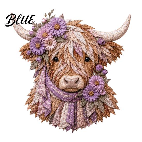Adult Fabric Art Adults Beginner-Friendly Layered DIY Cow 3D Project Highland Kit for Textured Wall