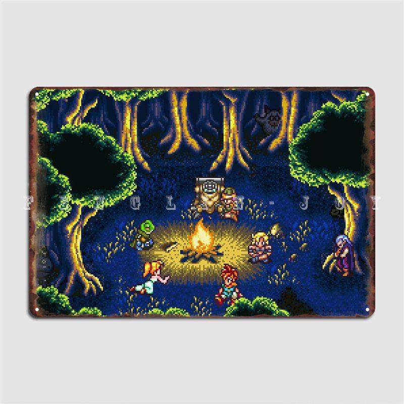 Chrono Trigger Костер Металлическая Табличка Украшение Гараж Клуб Настенный Декор Стена Паб Жестяная Табличка Постер 20x30cm（7.8x11.8inch）