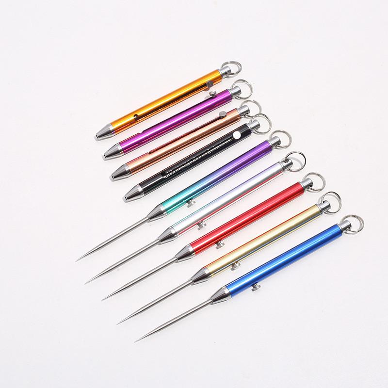 Titanium Alloy Toothpick Portable Toothpick Spring Retractable Keychain Pendant
