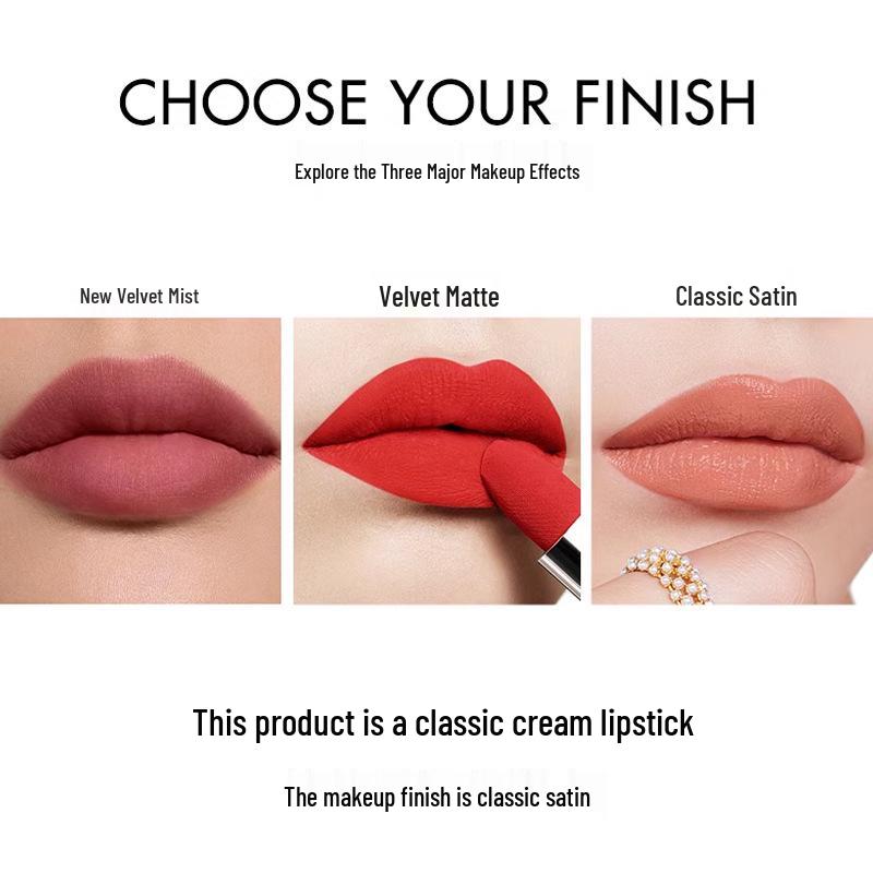 Waterproof Velvet Matte Satin Lipstick: No-Transfer, Long-Lasting, Moisturizing, Brightening
