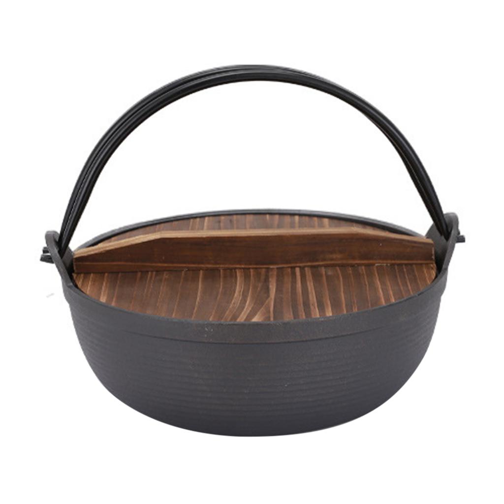 Cast Iron Dutch Oven With Wooden Cover Flat Bottom Design Single Non-coated Non-stick Pan Cast Iron Dutch Oven For Outdoor