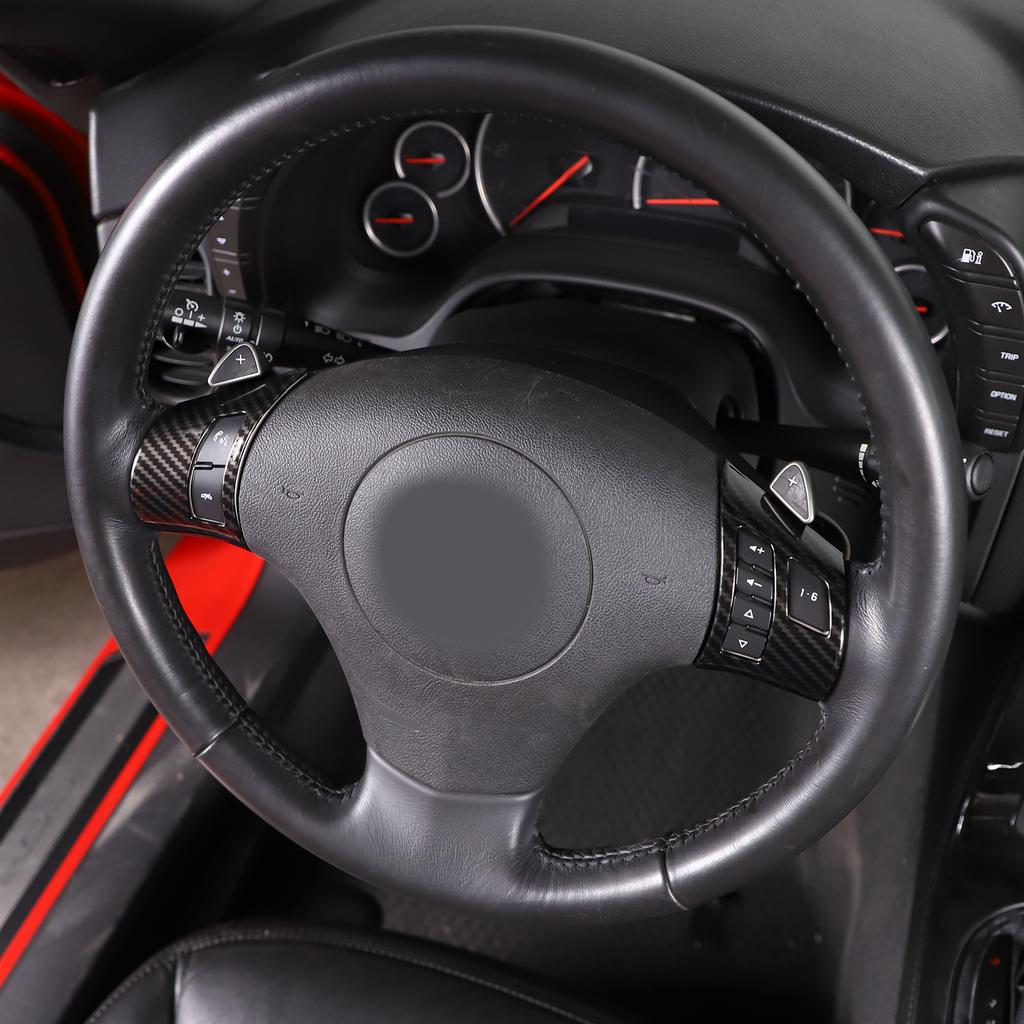 Carbon Fiber ABS Steering Wheel Button Cover Trim For Corvette C6 2005-13