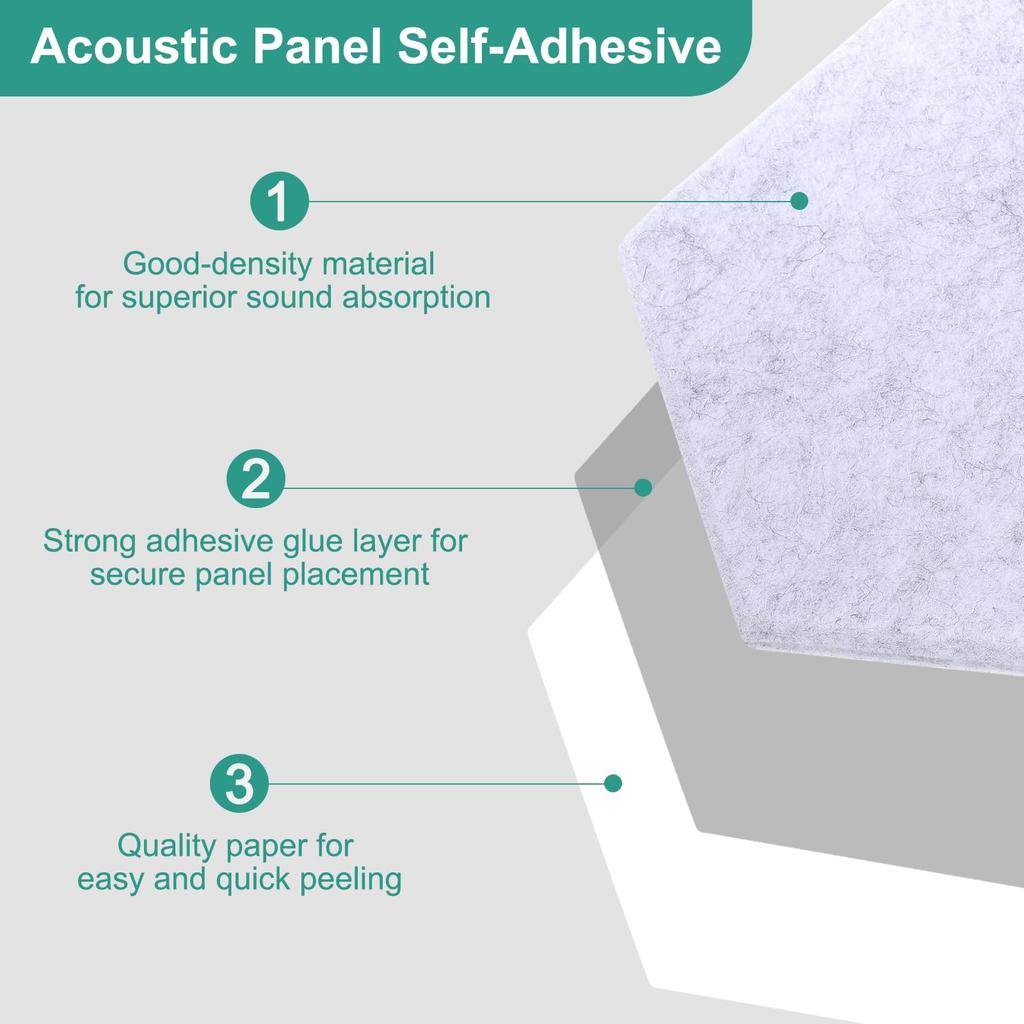 uxcell 12-Piece Self-Adhesive Acoustic Panels, 12" x 10" x 0.4", High-Density Soundproof Padding, Hexagonal Soundproof Absorbent Panels, Insulated