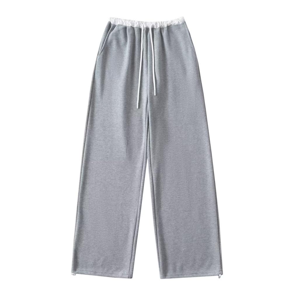 Trendy Women's Elastic Waist Color Block Sweatpants, High Waist Drawstring Loose Wide Leg