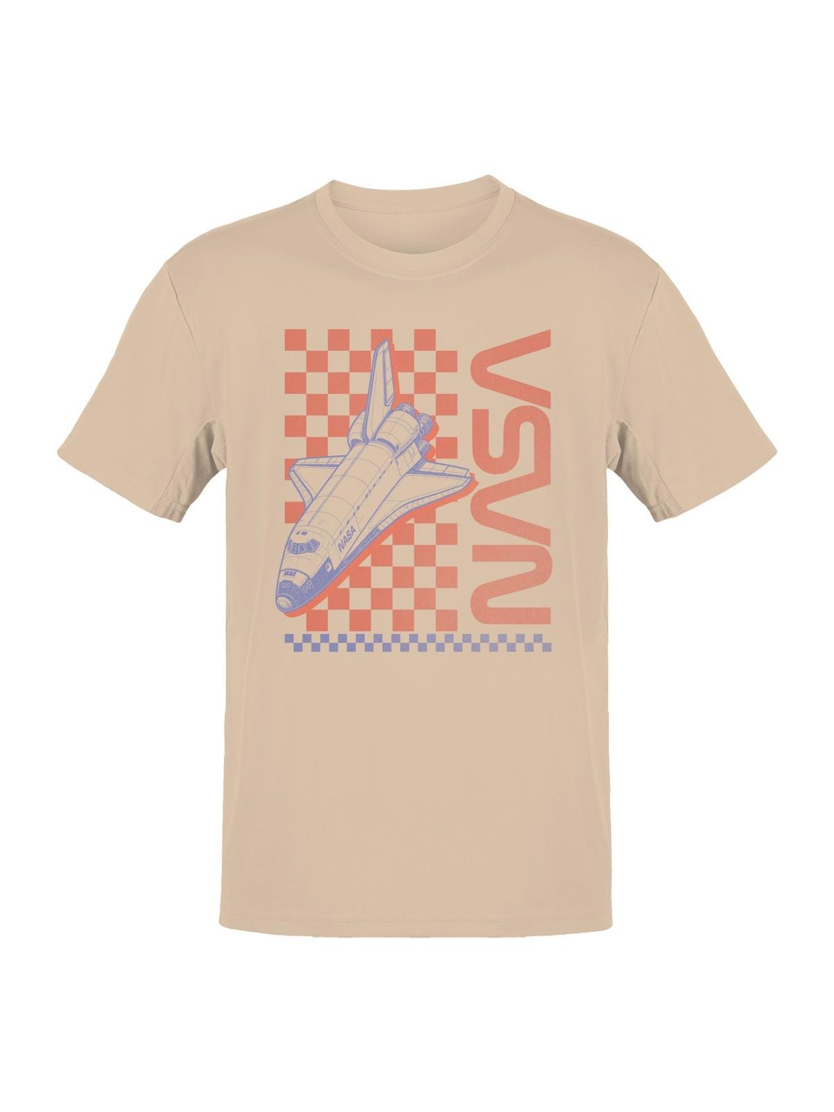 Officially Licensed Nasa Retro Space Shuttle Checkered Mens T-shirt S