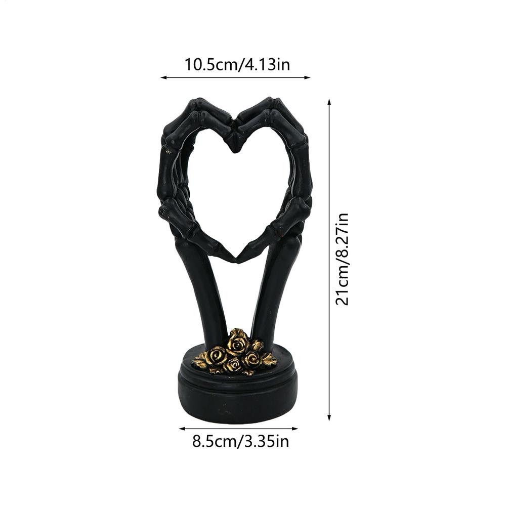 Kreative Geste Desktop-Figur Harz Schädel Hand Herz Skulptur Halloween Wohnzimmer Schlafzimmer Grotesk Gotisch Heimdekor