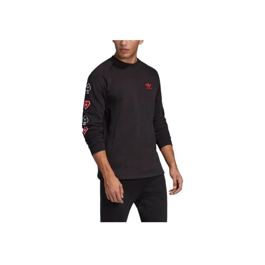 Adidas Originals Trefoil Valentines Card Poker Graphic Crewneck Sweatshirt Men Sweatshirt Black FH7884