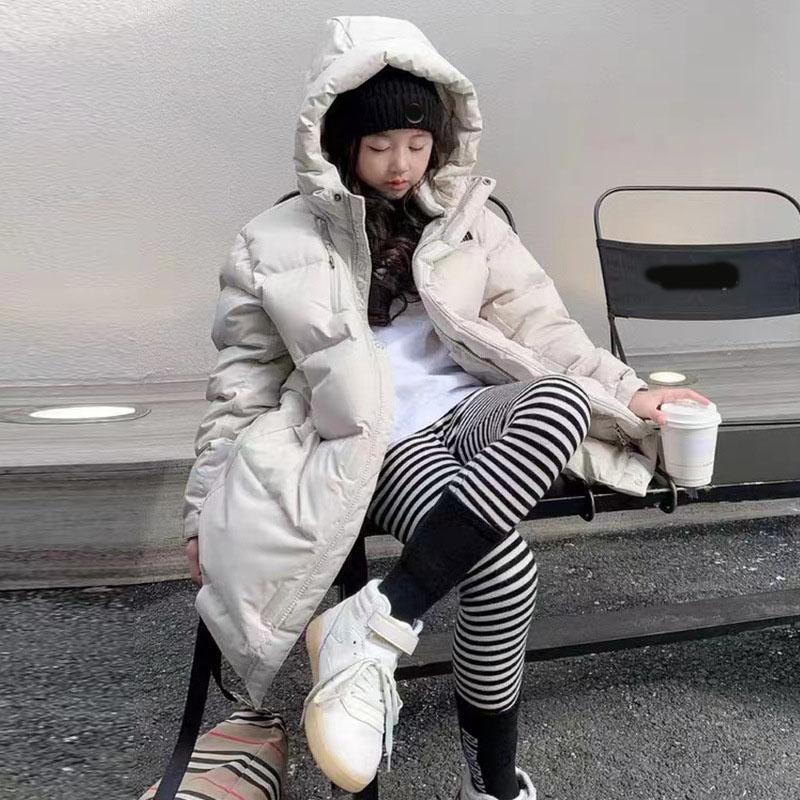 

Зимняя утепленная длинная куртка для девочек, повседневная, с капюшоном и молнией, теплая верхняя одежда 120 белый