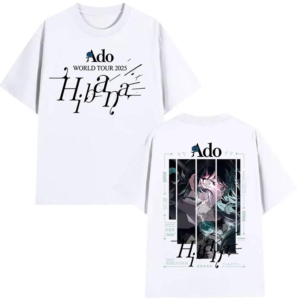 Springsummer Japanese Ado Hibana WORLD TOUR New TShirts Men Women Clothing Gothic Fashion Short Sleeve Pure Cotton Printed Top