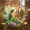 2D Flat Stained Glass-Style Acrylic Fairy & Hummingbird Decoration Sign, Floral Design, Suitable for wall Decoration, porch, Room, Villa, accents Home