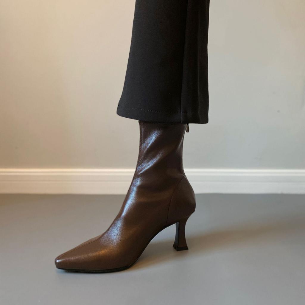 ~ Pointed Thin Heel Boots High Heel Elastic Boots Temperament Versatile Thin Boots Autumn and Winter Velvet Women's Boots