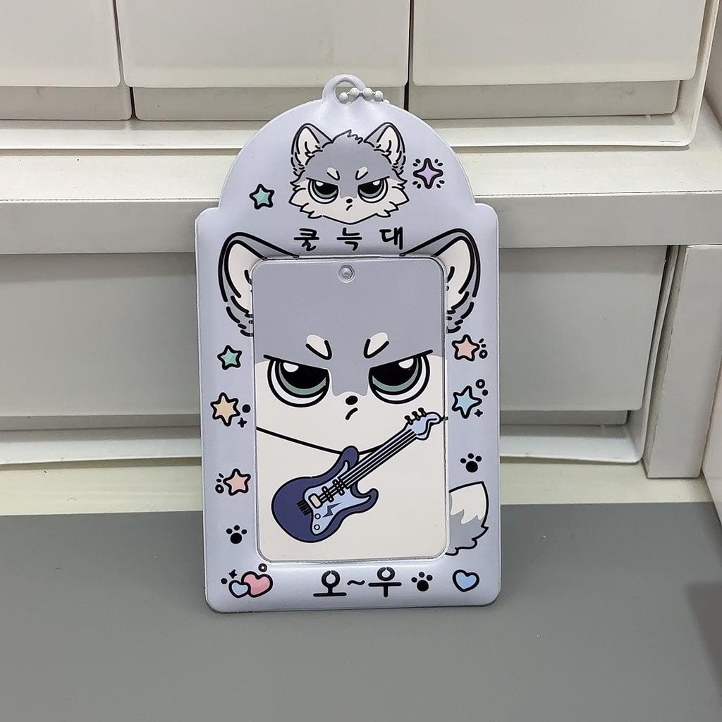 Cute Animal Photocard Holder K-Pop Idol Photo Card Sleeves With Keychain Id Badge Holder Card Protector Anime Game Peripheral Set