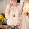 Elegant Fashion Lace Blouse Women New Hollow Crochet Plus Size Loose White Shirt Women Tops Long Sleeve Shirts Female Clothing