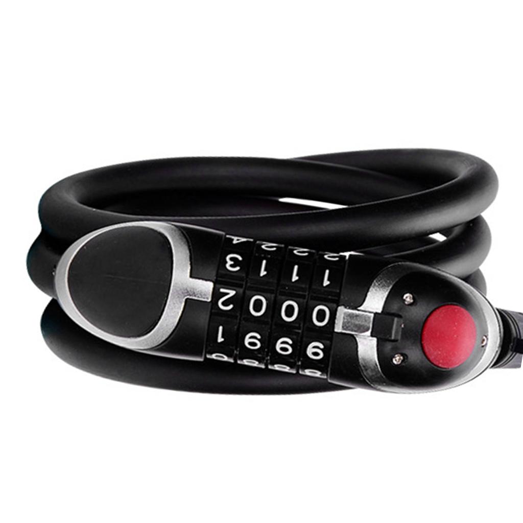 1.5m Bicycle Lock Cutting Resistant PVC Coating Flexible Cable 4 Digit Security Combination Lock for Outdoor Activities