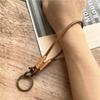 Keycord Genuine Leather Keychain Accessories Bronze Keyring Lanyard Simple Key Lanyard Vintage Keychain for Cell Phone Chain