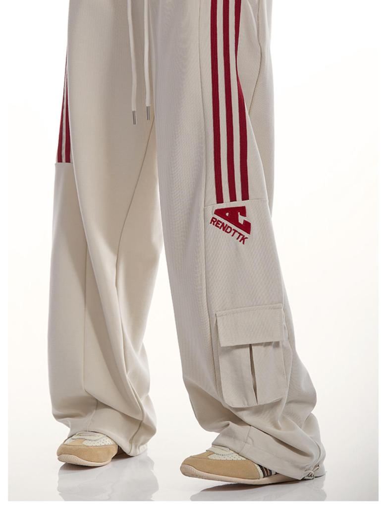 Unisexové retro hip-hopové rovné tepláky se třemi pruhy