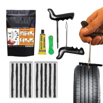 Universal Tubeless Tyre Puncture Kit | (Strip-Based) | Flat Tyre Repair Tool for Cars, Bikes, Trucks, Autos | Easy To Use | Emergency Tire Kit