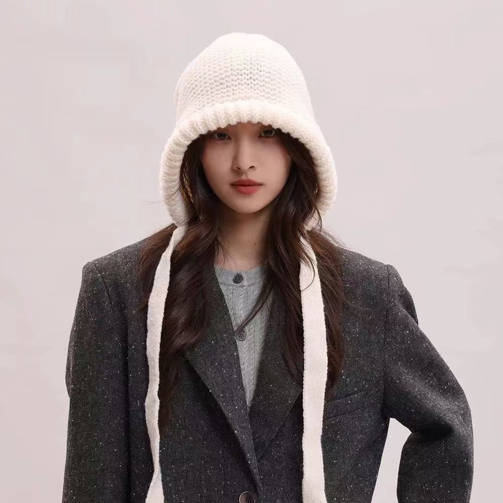 Winter balaclava hat women's scarf integrated knitted hat fashion high-end sense bag hat dual-purpose accessories