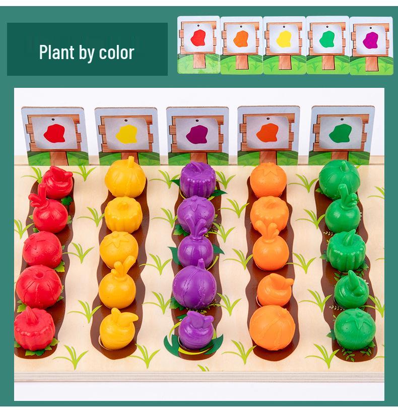 Wooden Farm Veggie Sorting & Counting Game for Toddlers