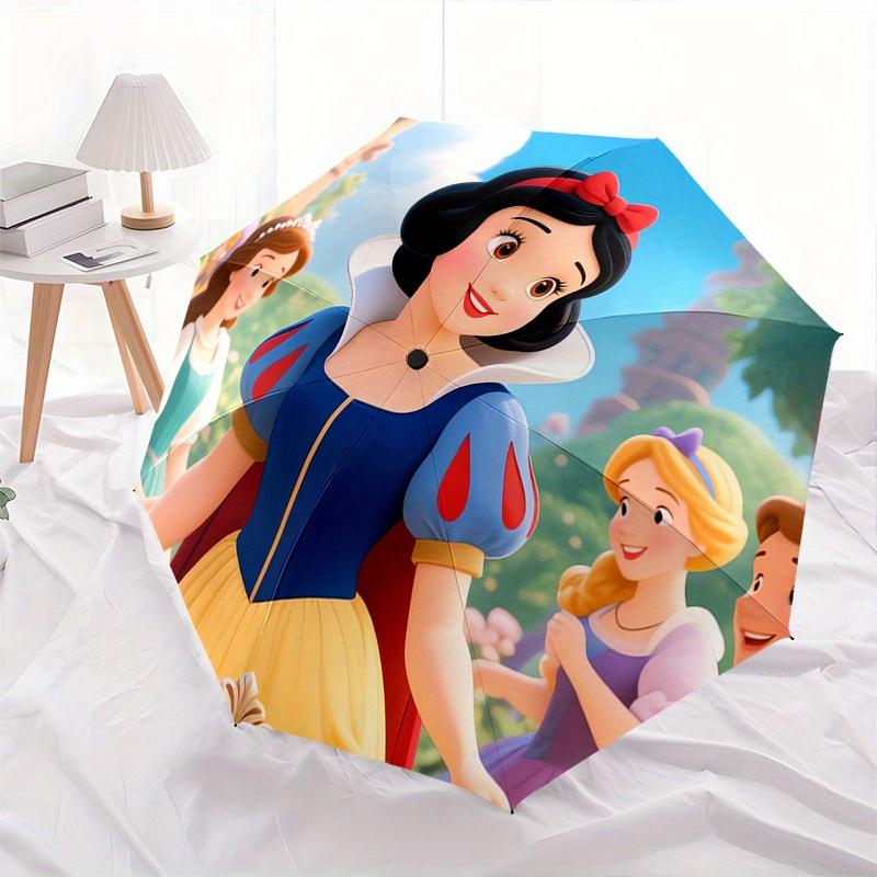Prinzessin Schneewittchen Automatischer Öffnungs- und Schließschirm, Kompakter Reiseschirm, Leicht und Tragbar, Geeignet für Strand und Pendeln