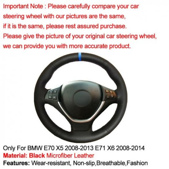 For BMW E70 X5 2008- 2013 E71 X6 2008 -2014 Hand Sewing Car Steering Wheel Cover