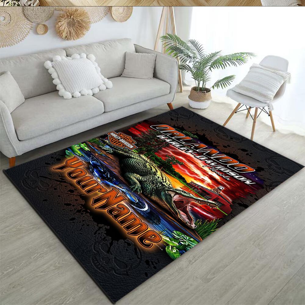 Harley-davidson Motorcycles Customized Name Area Rug Suitable for Living Rooms Bedrooms Balcony Playrooms Antislip Carpet Decorate Offices