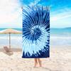 Blue Tie-Dye Microfiber Beach Towel Sandproof Waterproof 2D Flat Printed Summer Vacation Bath Blanket Pool Mat For Adults