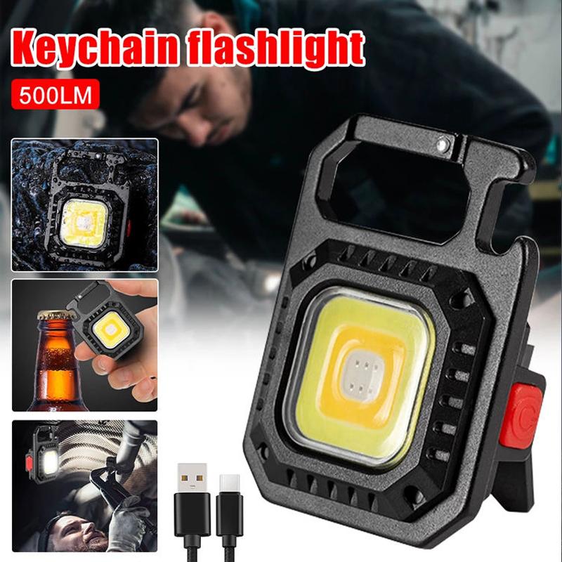 Portable Mini Keychain Light USB Rechargeable Flashlight led Waterproof Emergency Work Light Powerful Outdoor Camping Torch