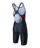Laelliseupocheu [Rslh400 Blk] Taegeuk Stripe 5-Part Half-Body X-Back Swimsuit Black