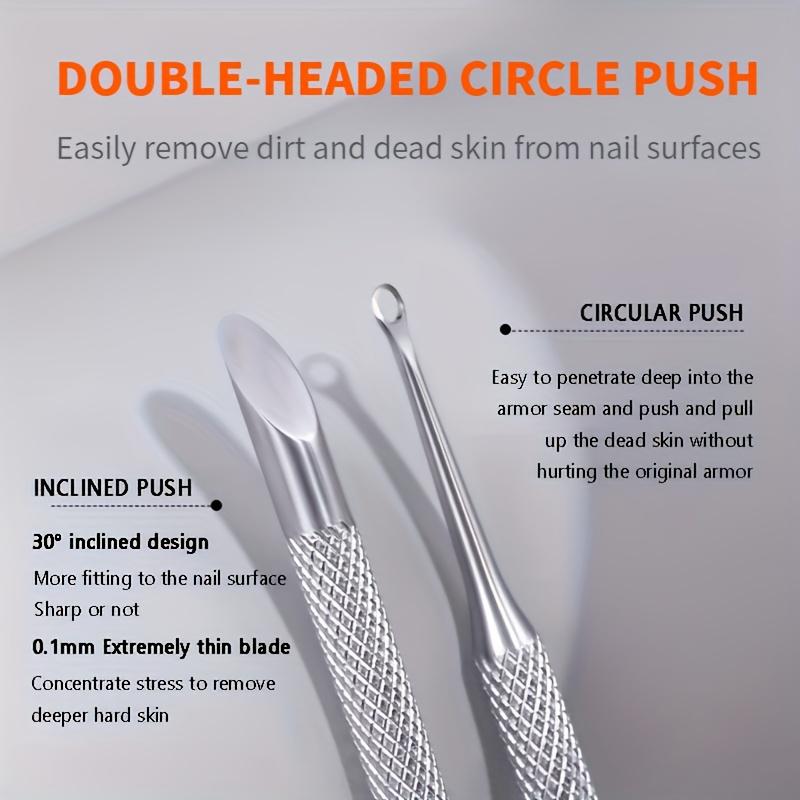 Stainless Steel Multi-Functional Dead Light Beige Remover & Cuticle Pusher Portable Nail Care Tool for Manicure Pedicure
