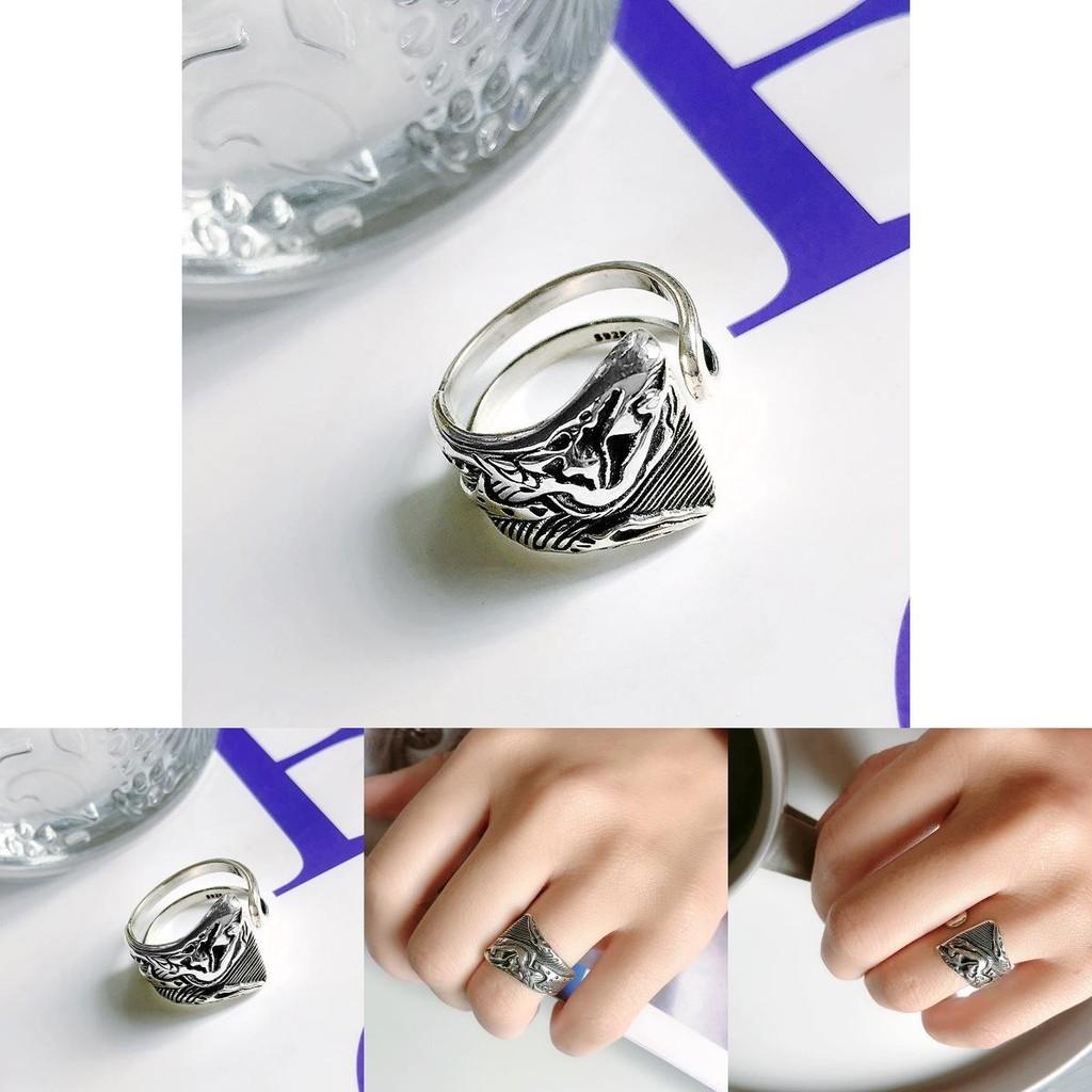 Ring aus S925 Sterlingsilber im koreanischen Stil, einzigartig, Vintage, geometrisch, offen, verstellbar, Damenschmuck