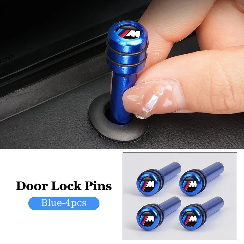 LJEEG1 2026 Car Sticker 4Pcs Car Door Lock Knob Alloy Security Insurance Pull Pins For BMW M E34 E36 E60 E90 E46 E39 E70 F10 F20 F30 X5
