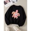 Kids Sweatshirt, Crew Neck Fashion Top, Fun "Floral Turtle Pattern" Patterned Sweatshirt, Suitable for Everyday Casual Wear