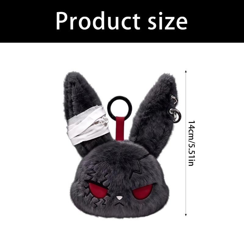 Dark Style Rabbit Plush Keychain Cute Rabbit Toy Stylish Keyrings Pendant Accessory For Bag Keys And Home Decors