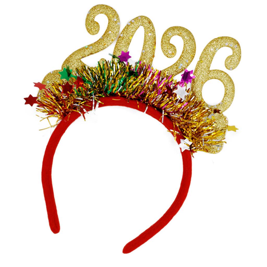 New Year 2026 Hairband Head Accessory Glitters Number Hairhoop Comfortable Party Headpiece for Festival Event Essential