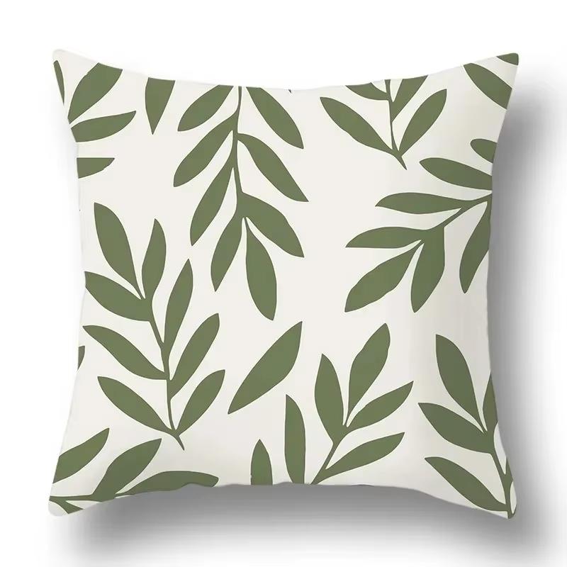 Green Plant Flower Abstract Single-Sided Print Pillowcase – Car, Sofa, Bedroom & Bedside Decorative Cushion Cover