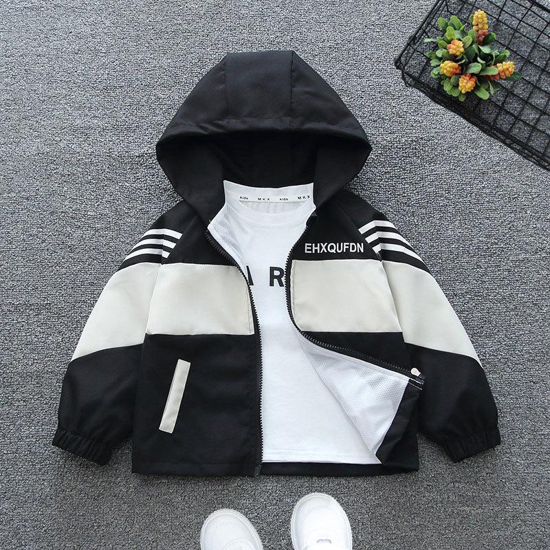 Casual Boys' Jackets Spring and Autumn Clothes Autumn Fried Street Boys Hooded Windbreakers Girls Western Style Tops Jackets