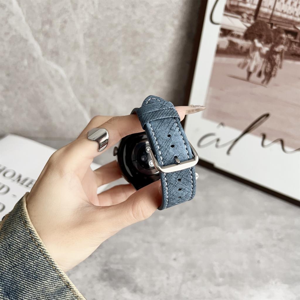 For Samsung Galaxy Watch7/Watch6 Watch Bands Universal 20mm Leather Wrist Strap with Steel Buckle