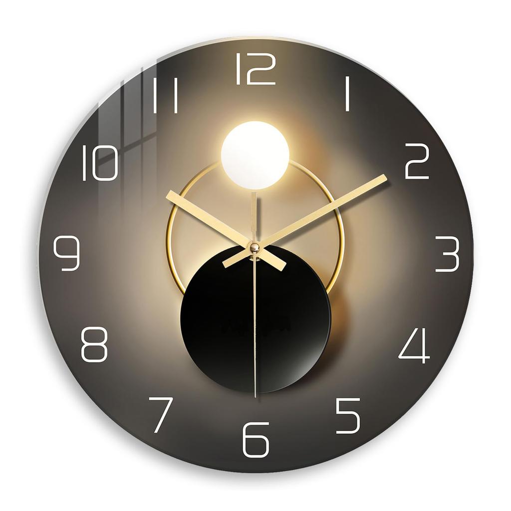Wall Clock for Living Room Decor Kitchen Wall Clocks Battery Operated Round Glass Decorative Wall Clock Non Ticking
