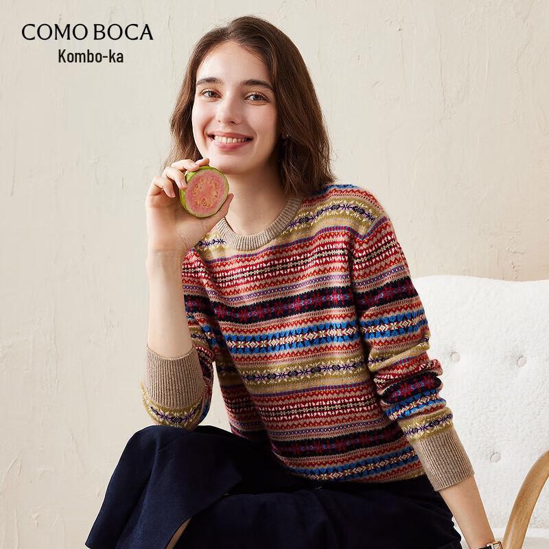 

Женский осенне-зимний утолщенный ретро жаккардовый свитер из чистого кашемира с круглым вырезом 2XL