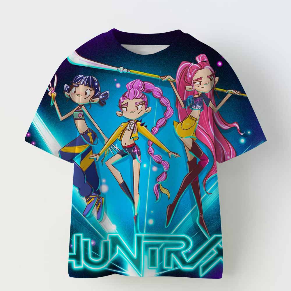 Vintage Rumi Tiger KPop Dämonenjäger Print T-Shirt Anime Kurzarm T-Shirt Sommer Mädchen Jungen Shirt Lässige Oberteile Rundhals Kleidung