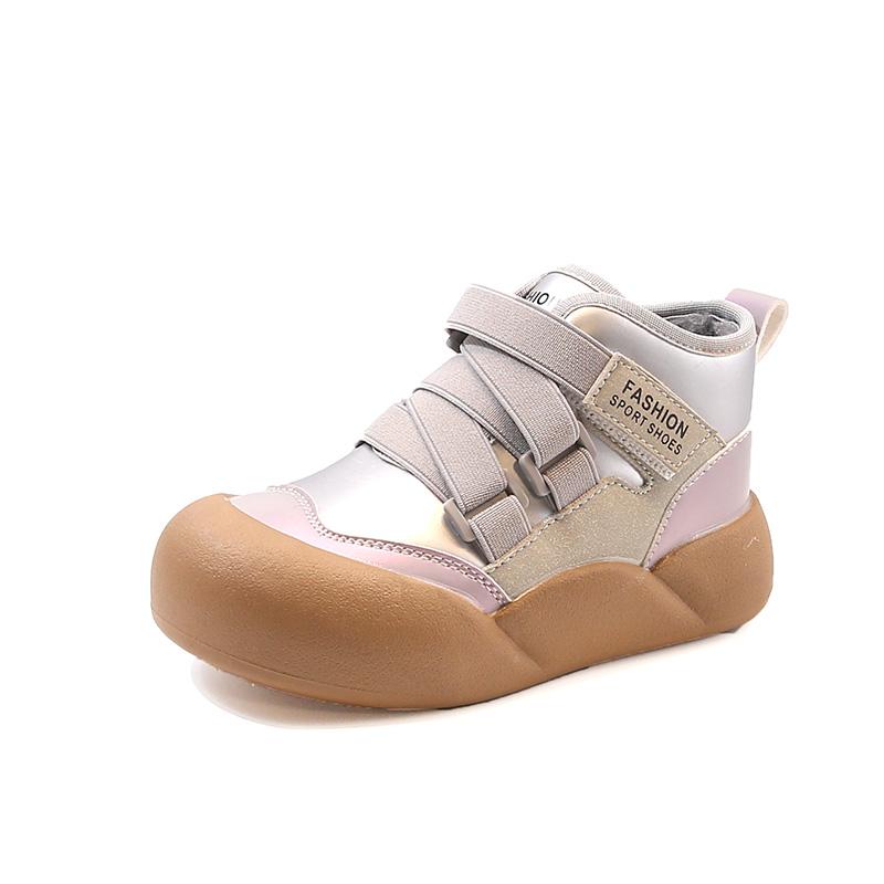 

Children s snow boots Winter new style: Girls soft-soled breaded shoes, boys fleece short boots, high-top warm shoes 26 серебряный