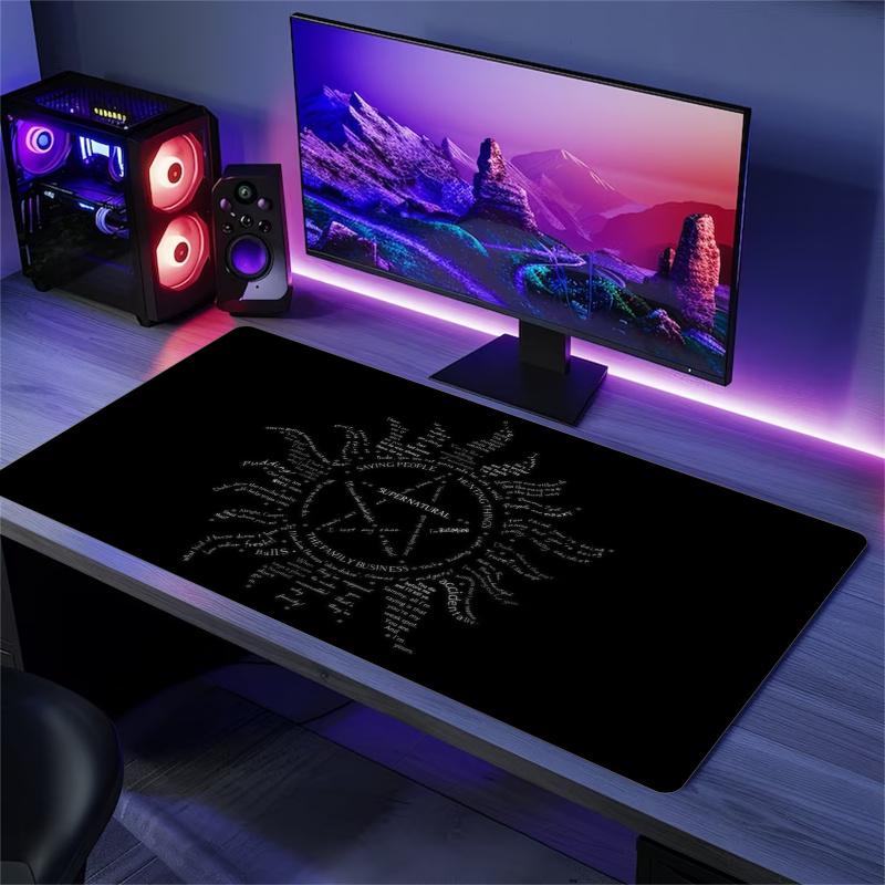Supernatural Mouse Pad, Large Gaming Desk Mat, Non-slip XXL Mousepad for Laptop & Tablet, Mini PC Playmat with Stitched Edges