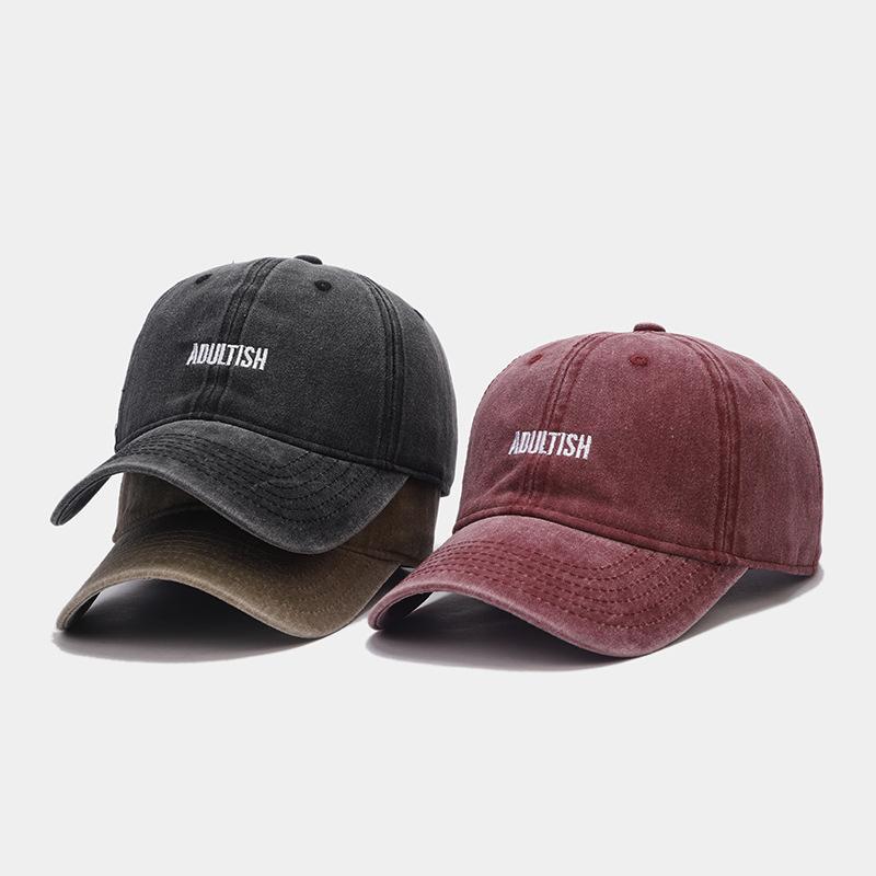 Spring new letter embroidered baseball cap men's washed old soft top cap women's trendy casual versatile sun hat